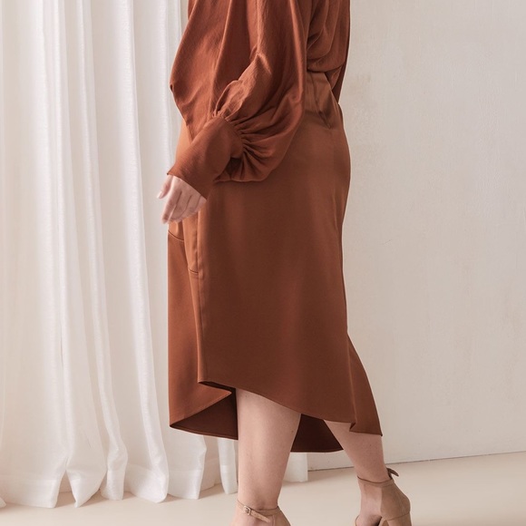 ADDITION ELLE . asymmetric satin skirt - Picture 2 of 2